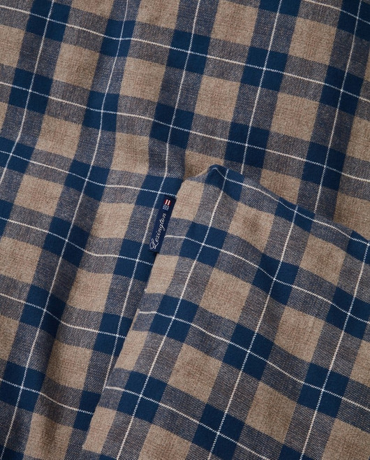 Vuodevaatesetti ruudullista puuvillaflanellia, denim-sininen/beige