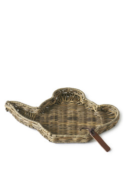 Rustic Rattan Teapot Mini Tray
