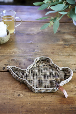 Rustic Rattan Teapot Mini Tray