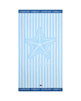 Summer puuvillaveluurinen rantapyyhe, blue/white 100x180