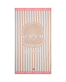 Summer puuvillaveluurinen rantapyyhe, beige/valkoinen/pinkki 100x180