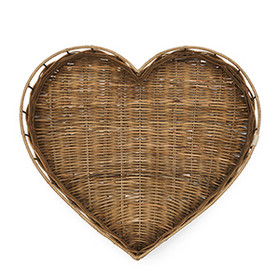 Rustic Rattan Heart Tray