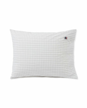 Ruudullinen tyynyliina puuvillapopliini 50x60 valkoinen-tummanharmaa