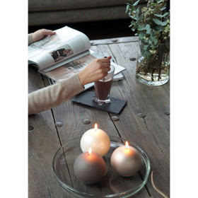 Velvet Ball Candle 10cm sandshell