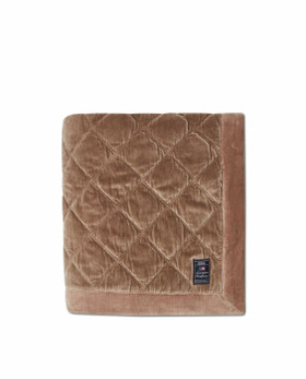 Tikattu päiväpeite puuvillasamettia 260x240 keskiruskea