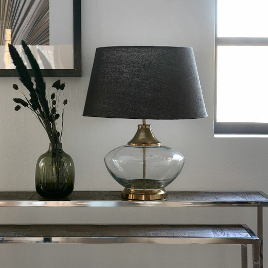 Linen Lampshade all black 25x30 