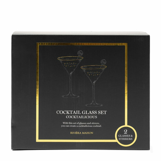 Riviera Maison coktaillasit ja -tikut 2 kpl/pkt