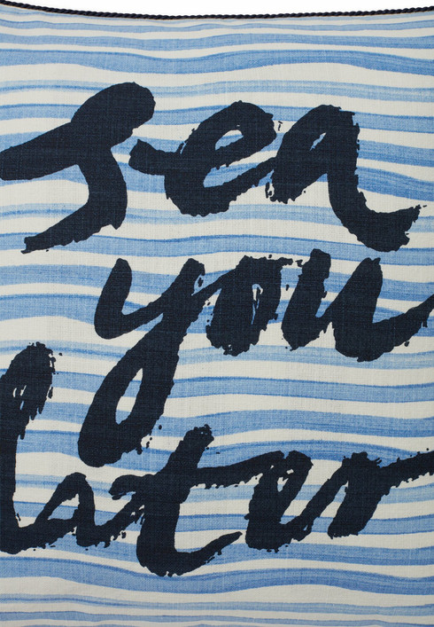 Sea You Later -tyynynpäällinen puuvillacanvasia 50x50 sininen
