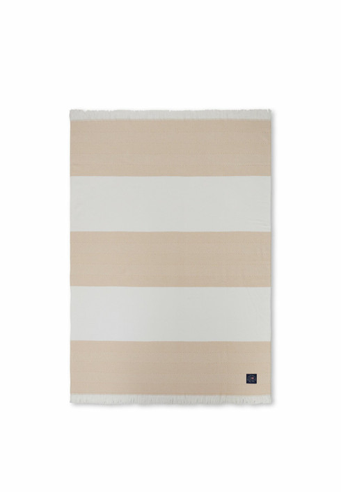 Kalanruotokuvioinen torkkupeite 130/170 beige/valkoinen