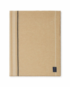 Raidallinen torkkupeite kierrätysvillaa ja kashmiria, beige harmaa