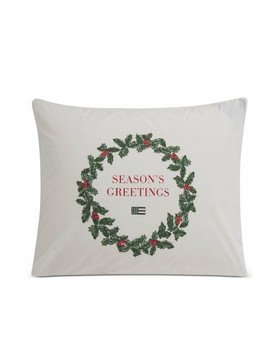 Jouluaiheinen painettu tyynyliina luomupuuvillaa