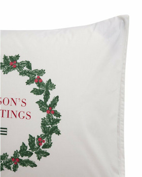 Jouluaiheinen painettu tyynyliina luomupuuvillaa