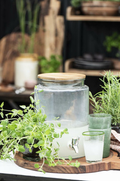 Lasinen juoma-annostelija puukannella 6 l