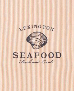 Seafood Striped & Printed Org Cotton Kitchen Towel Beige/White