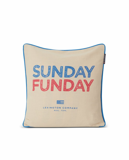 Tyynynpäällinen Puuvillacanvasta Sunday Funday -Painatuksella