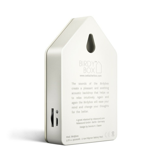 Relaxound- Birdybox White Jesmonite linnunlaulua laatikkossa valkoinen