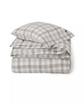 Harmaaruudullinen Puuvillaflanellipussilakana ja tyynyliina