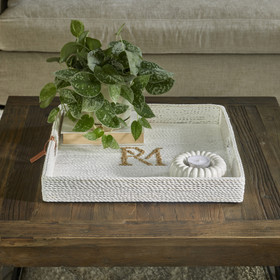 Riviera Maison Monogram tarjotin valkoinen 50x50 cm