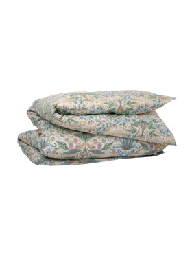 Mille Notti Mansikkavaras pussilakana vihreä/vaaleanpunainen