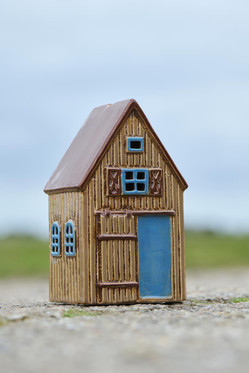 Ruskea latolyhty Visby sinisellä ovella