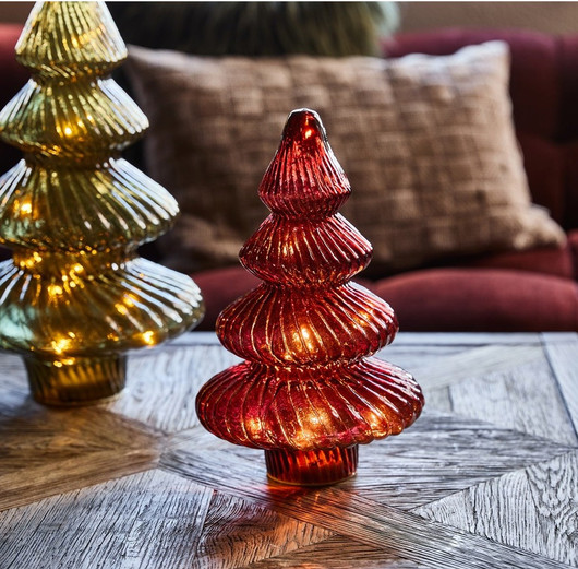 Punainen Glacier joulukuusi LED -valoilla 