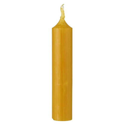 Lyhyt kruunukynttilä /kattauskynttilä currynkeltainen Ø:2.2 x 11 cm.