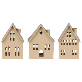 Kynttilänjalka 1,3 cm kynttilälle kolme erilaista taloa
