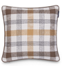 Ruudullinen kierrätyspuuvilla tyynynpäällinen 50x50, oliivi/kaura