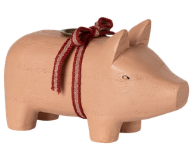 Puinen Possu Kynttilänjalka Vaaleanpunainen, medium