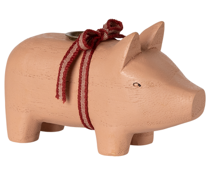 Puinen Possu Kynttilänjalka Vaaleanpunainen, small