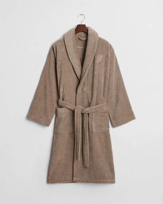 Kirjailtu kylpytakki väri Taupe Beige Gant Home