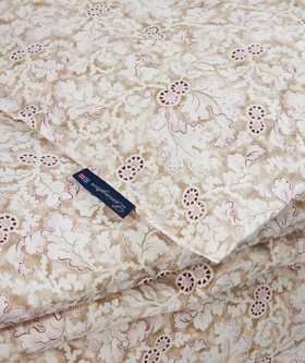 Syyslehti-kuvioitu puuvillasatiini vuodevaatesetti, valkoinen/beige