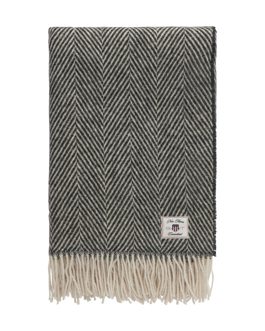 Gant Herringbone wool torkkupeitto Black 130 x 200 cm