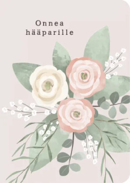 2-osainen kortti Onnea Hääparille, Bedaprint
