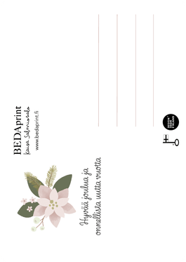 Joulukortti Roosa Bedaprint