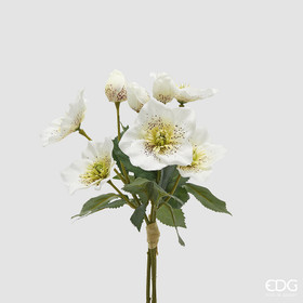 Jouluruusu kimppu K 35cm luonnonvalkoiset kukat