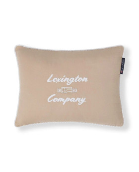 Logokoristetyyny luomupuuvillaa 40x30 cm, beige/valkoinen