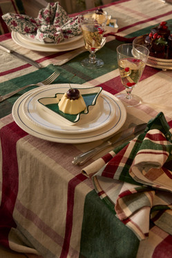 Ruudullinen Lautasliina Puuvilla-Pellavasekoitetta