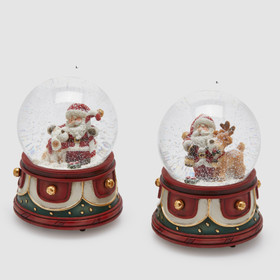 Soittorasia-lumisadepallo, joulupukki kaksi mallia