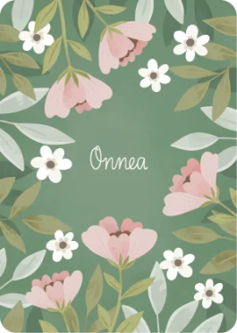 Onnittelukortti Vaaleanpunaiset kukat Bedaprint