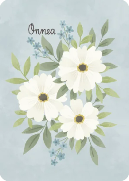 Onnittelukortti Valkoiset kukat Bedaprint