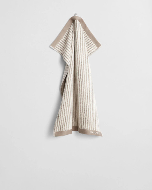 Raidallinen pyyhe Taupe Beige