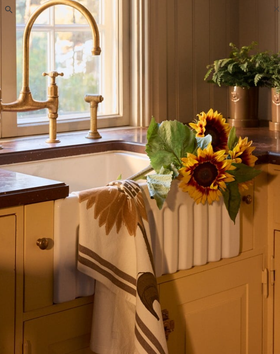 Auringonkukka-keittiöpyyhe luomupuuvillaa