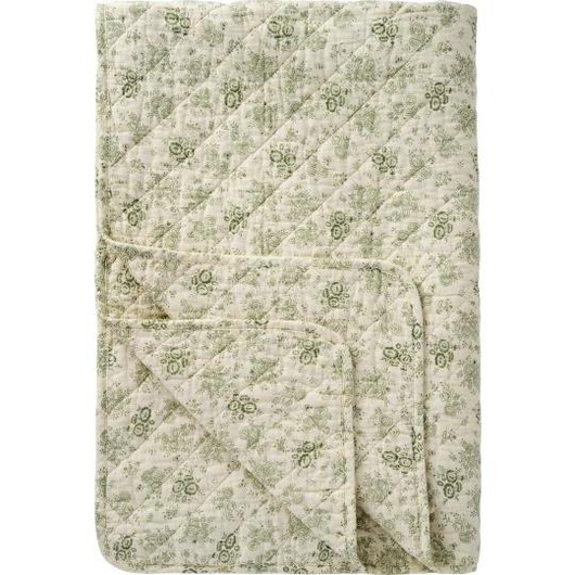 Tikkipeite Dusty green flowers 130x180