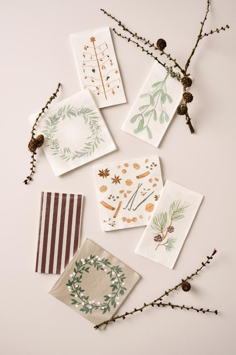 Lautasliina lumimarja kranssi 20 kpl paketissa