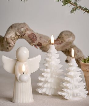 Uyuni Led-kynttilä enkeli 11x15,5 cm Oyster Grey