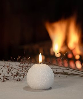 Uyuni Led-kynttilä pallo glitteri valkoinen 7x7 cm 
