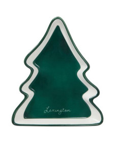Tree Stoneware Small Dish, green/white