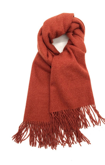 Scarf Blended With Cashmere, Rust