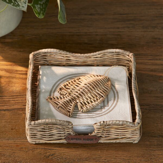 Rustic Rattan Fish Napkin Holder, Riviera Maison